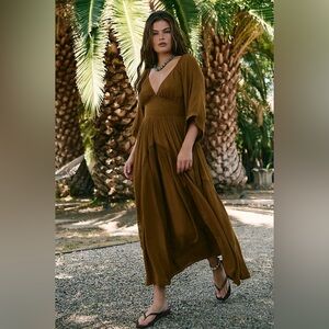 Free People Dixie Maxi Dress Bronze Brown size XS